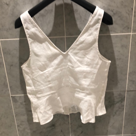 White linen peplum top M - Picture 3 of 3